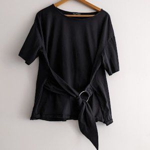 Eloquii Black Blouse with Built in Belt Size 22/24